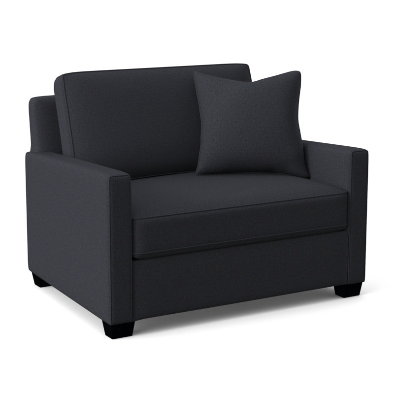 Nicklaus Upholstered 49'' Sleeper Sofa, Black Finish, Gray Sugar Performance; 0863-84, Air Dream Mattress