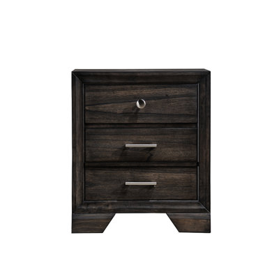 Contemporary Style Gray Nightstand With 2 Drawers, Dark Wood Grain, Metal , 23.6" X 16.3" 26.5", Bedside For Bedroom - Drawer In Style, Finish, Depth,