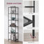 Étagère en verre à 6 niveaux, bibliothèque, support de rangement, verre trempé, facile à assembler, pour salle de bain, salon, chambre à coucher, bureau, noir encre et gris ardoise-68533751-68533744
