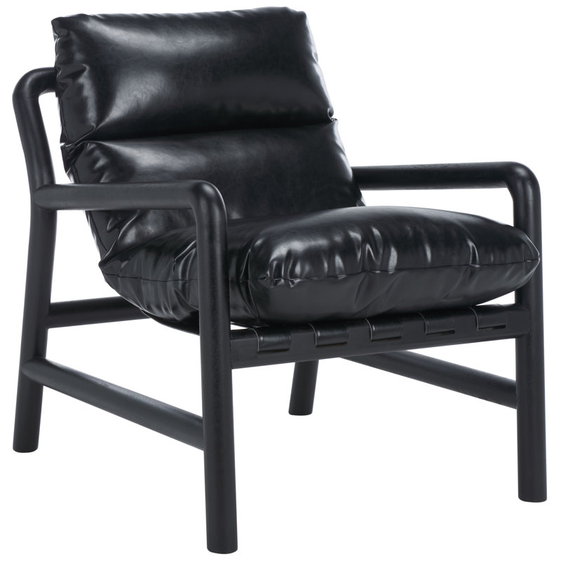 Jynna Upholstered Armchair, Black Faux Leather