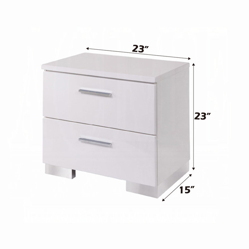2 Drawers Nightstand With Chrome Legs