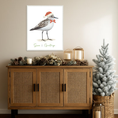«Christmas Sandpiper I» par Lucca Sheppard, reproduction d'art sur toile encadrée