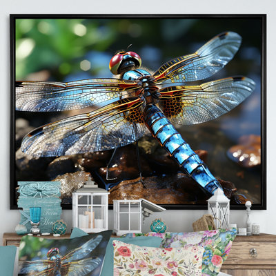 Blue Fluttering Dragonfly I - Dragonfly Animal Wall Art