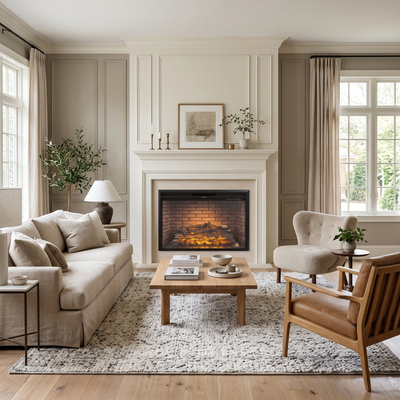 Rosalind Wheeler 40.9 " W Black Electric Fireplace Insert with BTU 5000