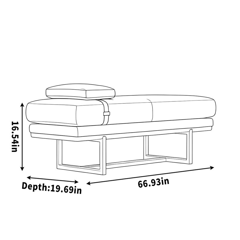 Bench ash linen soft-wrapped cloakroom sofa stool, 16.54" H x 66.93" W x 19.69" D