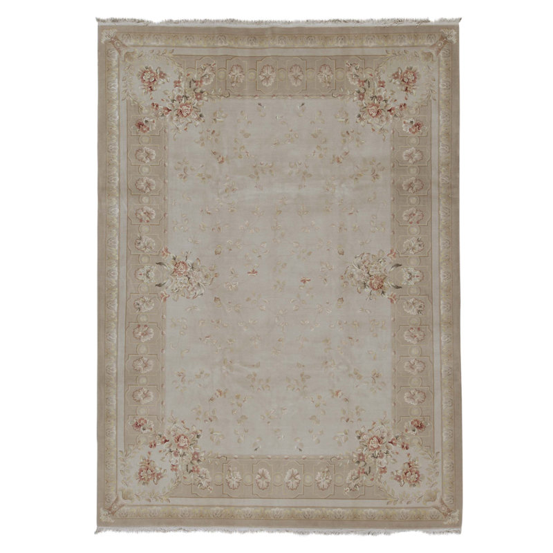 Hand Knotted Area Rug in Beige