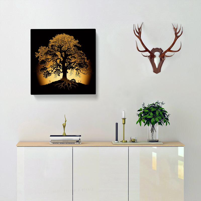 Oak Tree Silhouette - Wrapped Canvas, 50cm H x 50cm W
