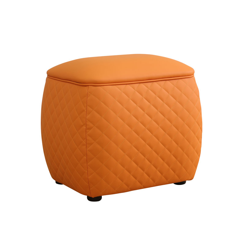 Tabouret bas de salon en cuir Cat-Scratch, Orange