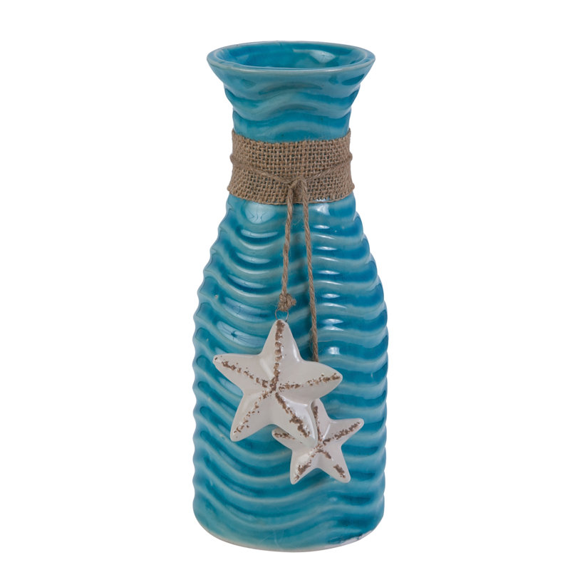 Vase de table en cuivre 11 po bleu/brun Mcmasters