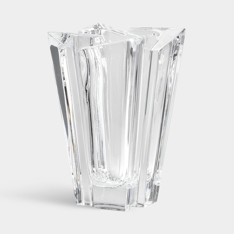 Glacial Crystal Table Vase, 7.333" H x 4.5" W x 4.5" D