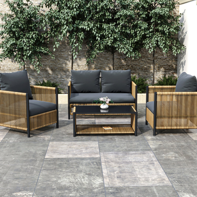 Mobilier de jardin moderne avec rangement inférieur - Maximisez la fonctionnalité des sièges avec coussins entièrement rembourrés pour vous détendre en tout confort