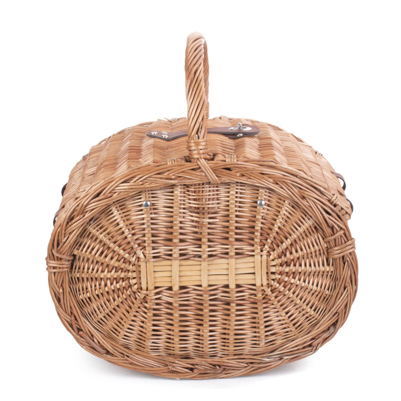 Wicker Oval 4 Person Tweed Effect Fitted Picnic Hamper