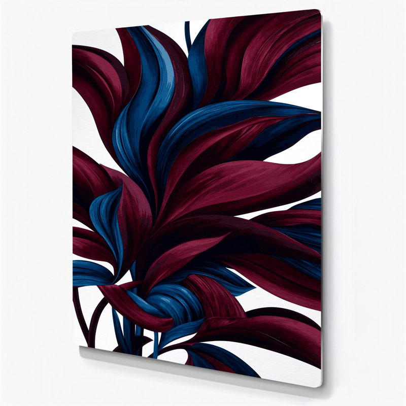 "Abstract Florals" 60, art mural en métal mauve, H 8 po x l 10 po