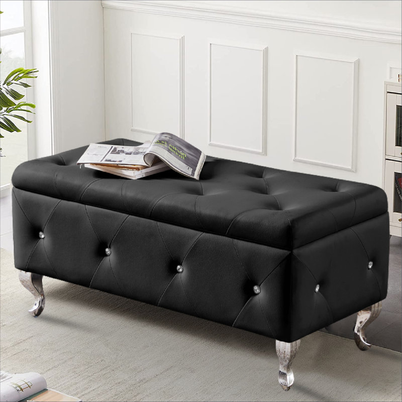 Banc de rangement rembourré Gianpaolo, Noir