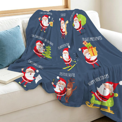 Jeté transparent en flanelle de polaire ultra douce, ensemble d'activités Père Noël, impression recto