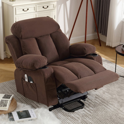 Fauteuil inclinable électrique Power Lift avec chaleur et massage en tissu pour personnes âgées avec poche latérale, port de charge USB, télécommande pour le salon (BEIGE)