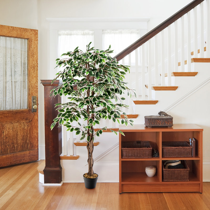 Faux arbre artificiel primrue avec tronc de bois naturel 1008 feuilles
