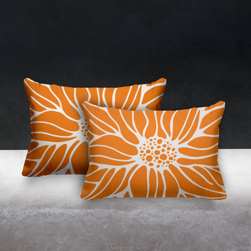 Polyester / Mélange de polyester Housse de coussin rectangulaire intérieure / extérieure lombaire et insert, Orange