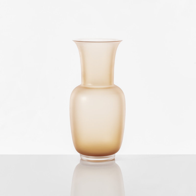 Venini Opalino Vase, 14.17" H x 6.69" W x 6.69" D, Amber