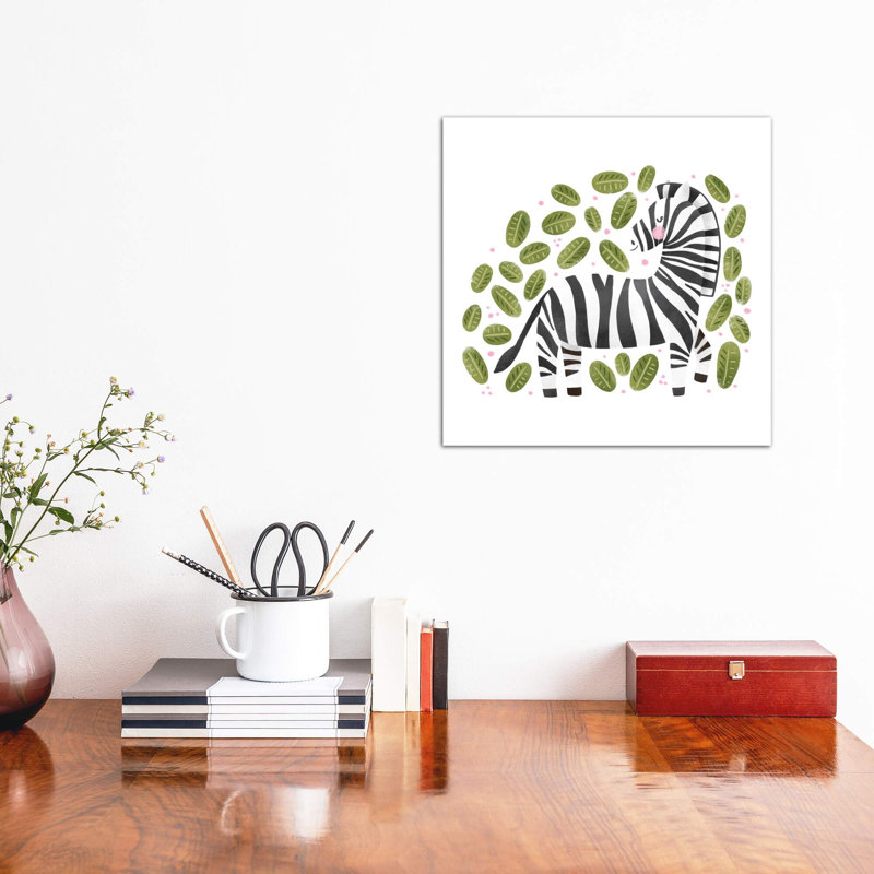 Safari Cuties Zebra - impression d'art graphique, H 12 po x l 12 po x P 1,5 po, Toile tendue