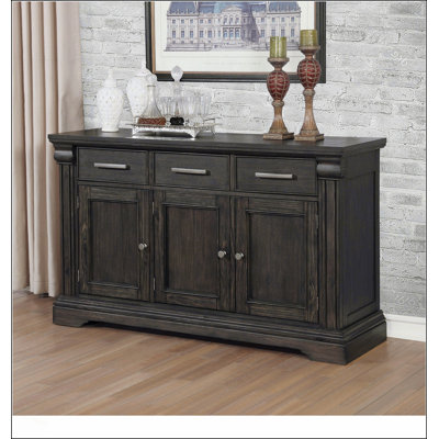 Contemporary Solid Wood Server with Functional Storage Drawers for Dining Room Elegance and Organization
