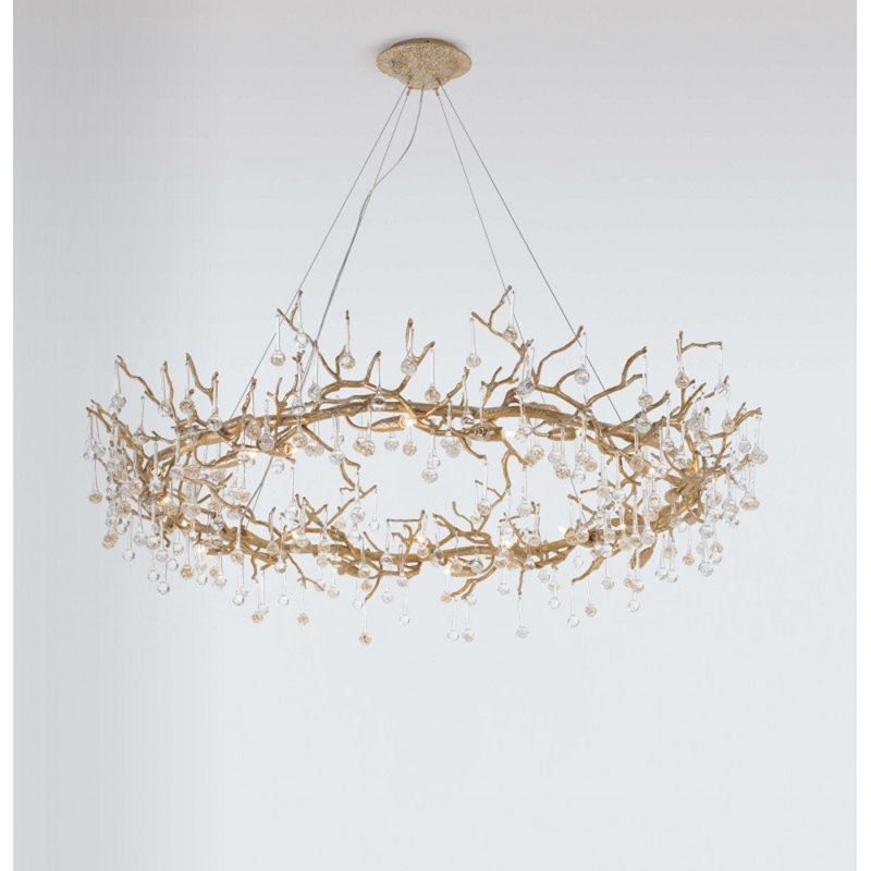 Lustre en forme de goutte Bijout, Argent antique, Givré, 25” Diameter x 12" Depth x 30" Height
