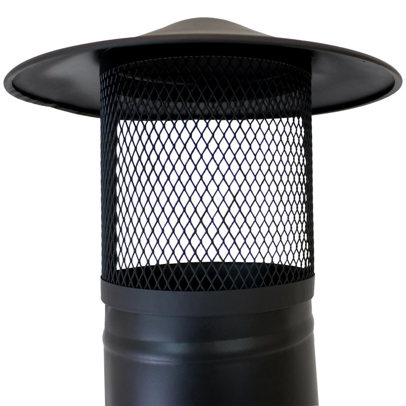 66" Black Steel Wood-Burning Outdoor Chiminea with Rain Cap