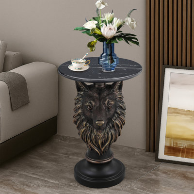 Wolf Head Accent Table - Animal Statue - Modern