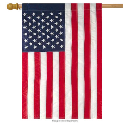 American Flag Applique & Embroidered House Flag