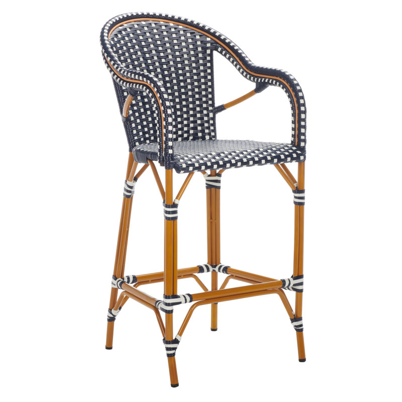 Tabouret de bar Popplewell, Blanc / bleu marine, 29.5" H x 22.5" W x 25.5" D