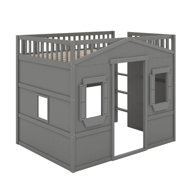 Full House Loft Bed With Ladder, Grey