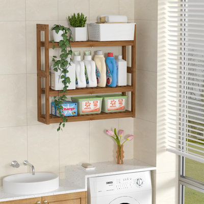 Étagères de salle de bain au-dessus de la toilette - Tablette de rangement murale réglable à 3 niveaux, organisateur de salle de bain en bambou pour le salon, la cuisine, la chambre à coucher, sur pied ou murale