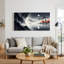 Tableau sur toile représentant un paysage de montagne à l'encre avec des arbres rouges et une pagode-557822324