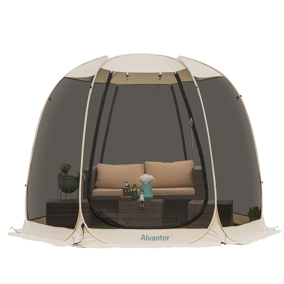 EighteenTek Fiberglass Patio Gazebo Pop Up with Screen Room 10' by 10' by 7'