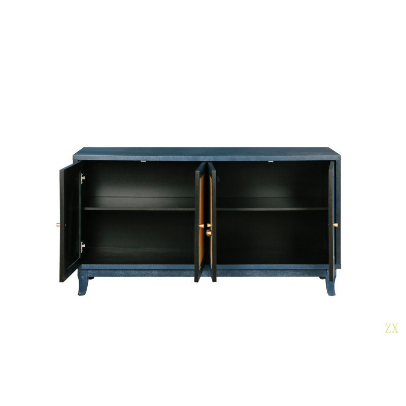 Panneaux de grain de qualité supérieure fabriqués à la main, armoire-buffet en rotin, armoire de rangement décorative avec 4 portes en rotin, armoire de rangement moderne avec tablettes réglables pour le salon