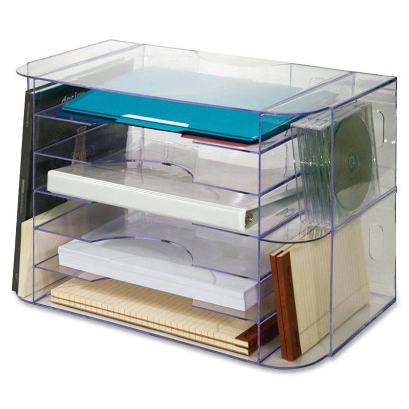 Trieur de bureau à 6 cloisons jumbo sparco, transparent