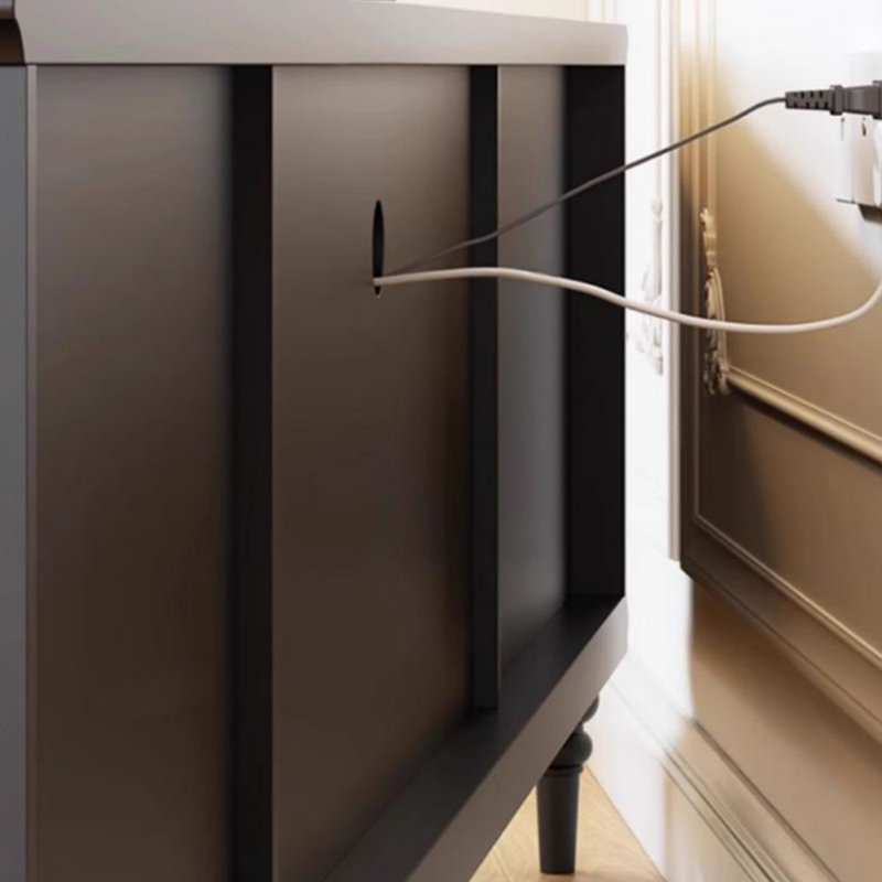Meuble télé en bois massif au design rétro et simple, H 24,8 po x L 94,48 po x l 15,74 po