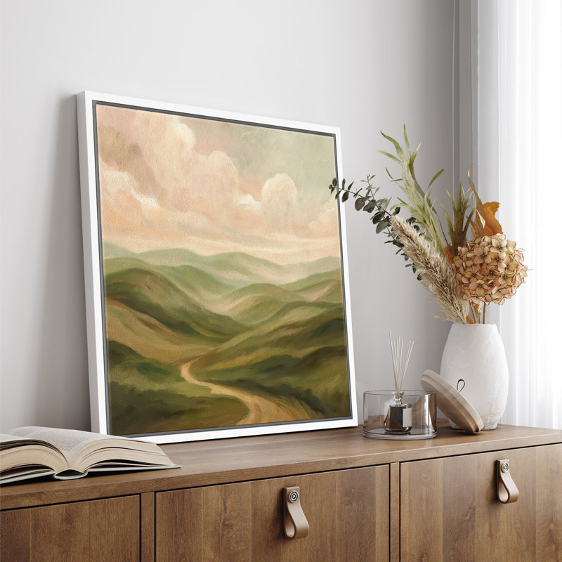 «Soft Green Hills and Winding Path Landscape», impression sur toile encadrée, H 16 po x l 16 po x P 1,5 po