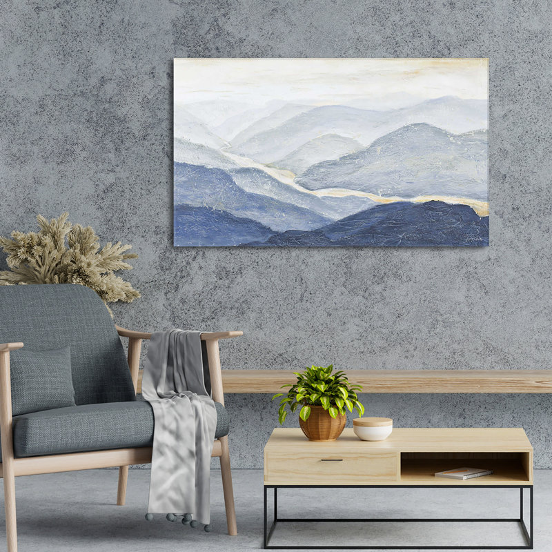 Blue Mountains - Peinture, L 48 po x H 28 po, Toile tendue