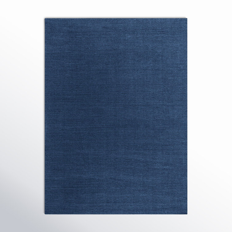 Crowe Handmade Wool Dark Blue Performance  Area Rug