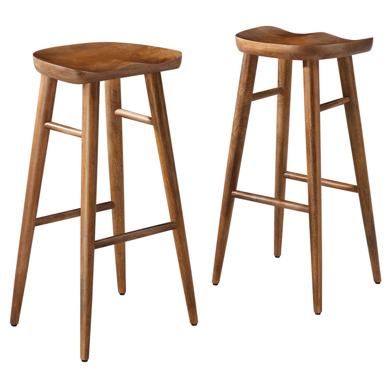 Tabouret en bois massif Modway Saville, Tabouret de bar (siège d'une hauteur de 32 po), Noyer