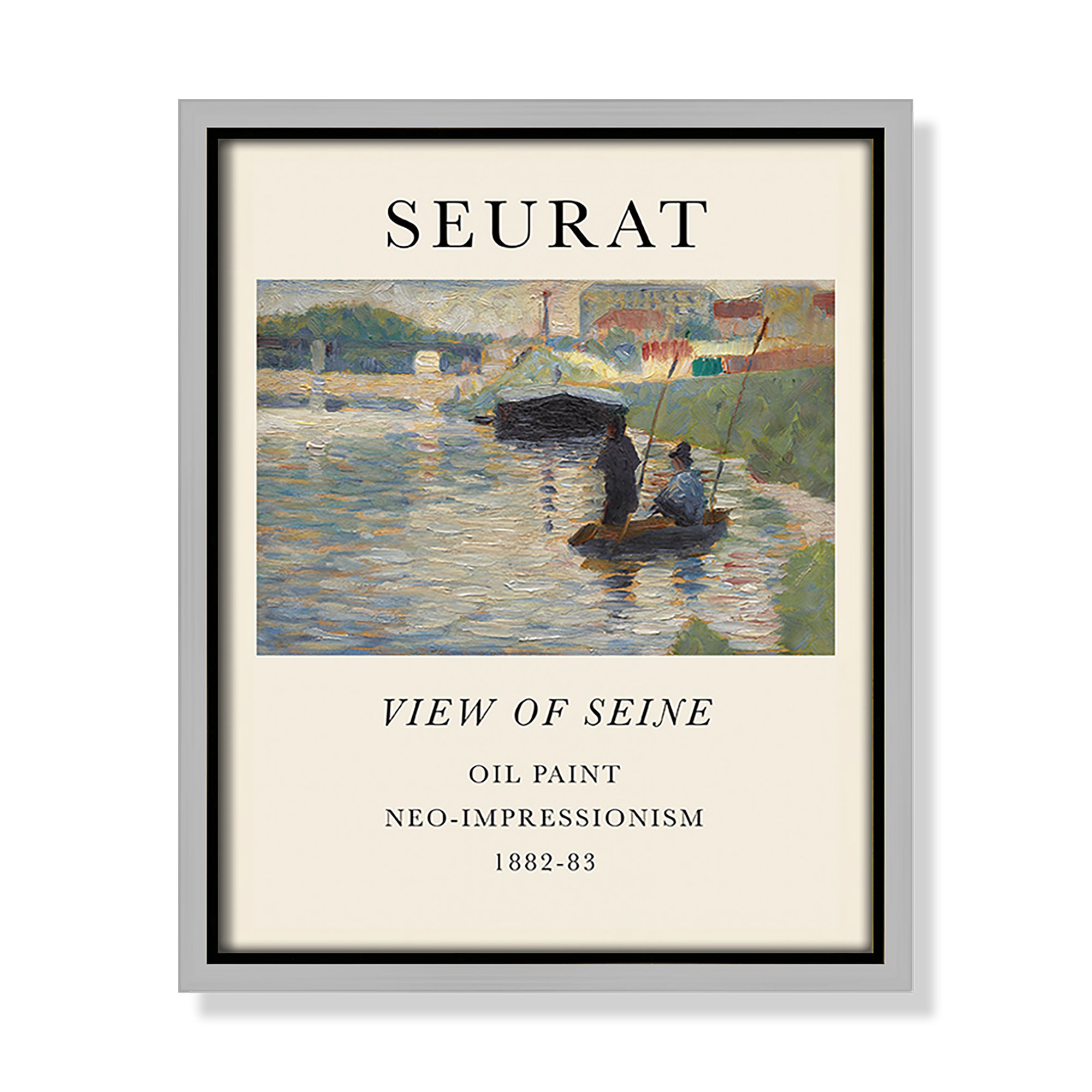 View Of Seine by Georges Seurat, No, 11.5" H x 9.5" W x 2" D, Silver Floater Frame