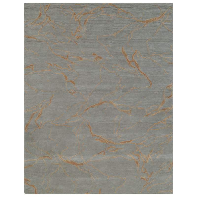Dannie Ada Hand-Tufted Wool Abstract Area Rug, Rectangle 7'9" x 9'9", Blue