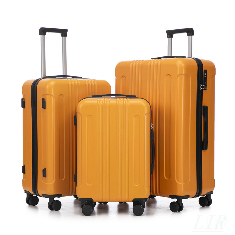 Ensemble de valises à roulettes durables en ABS, 20/24 / 28 pouces, couleurs assorties avec serrure à combinaison pour un voyage sécuritaire