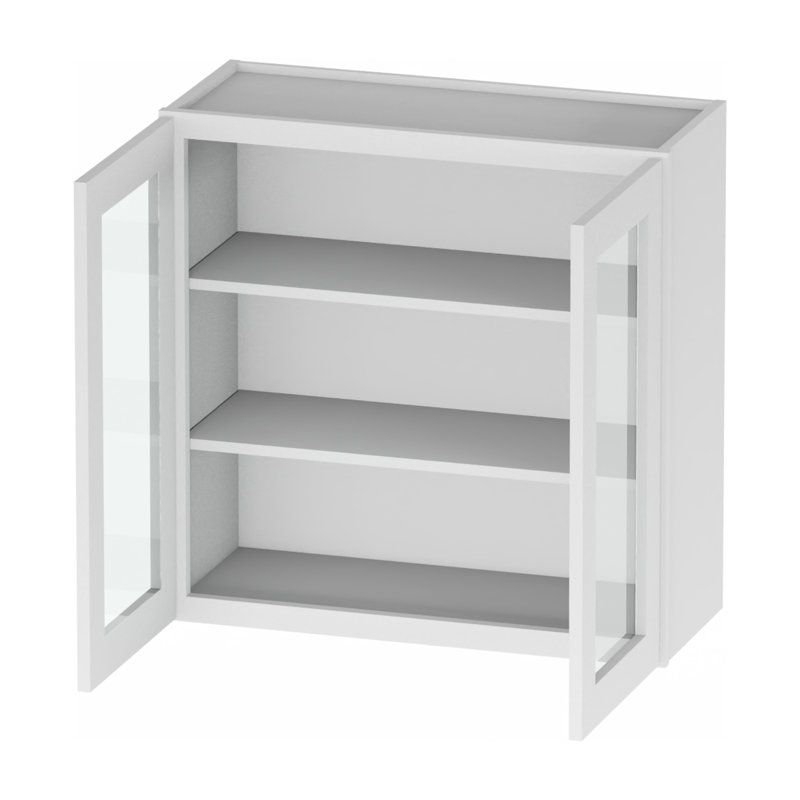 Meuble mural standard en contreplaqué blanc, prêt à assembler, Kindwood Eco Shaker, 76 cm (L) x 30 cm (P) x 91 cm (H), avec portes vitrées.