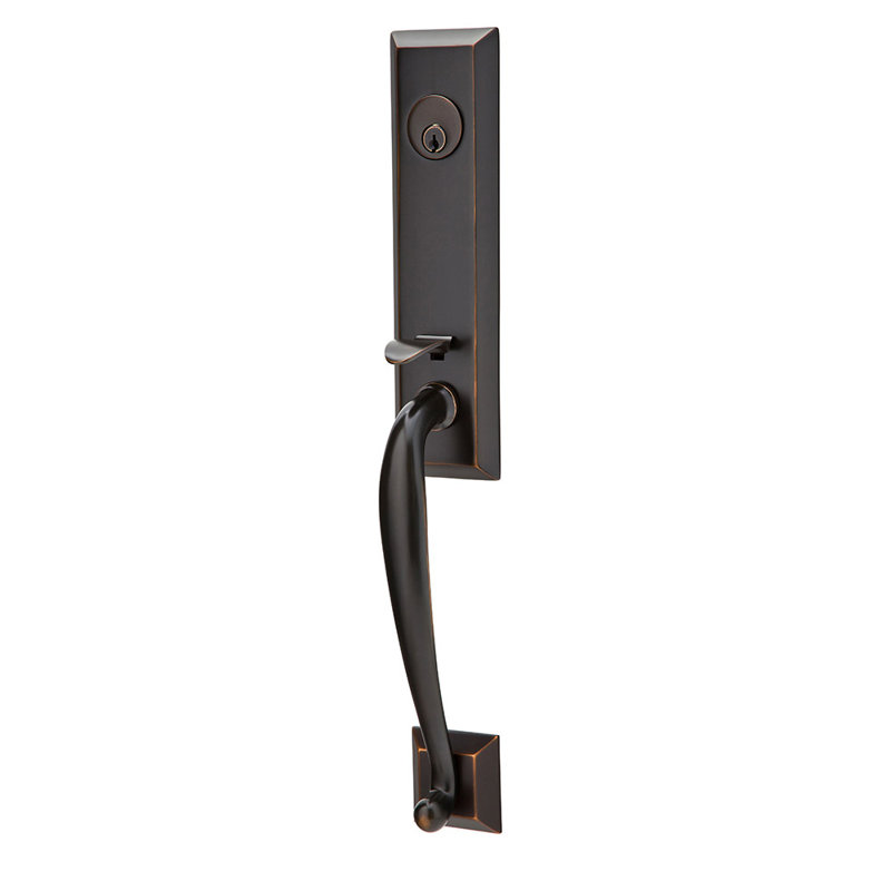 Entretoise tubulaire double cylindrique Emtek Adams, Levier Santa Fe, Droite, Laiton intemporel