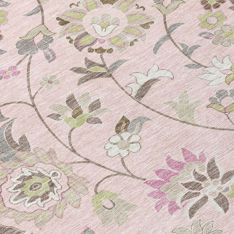 Machine Washable Indoor/Outdoor Chayden ACN1006 Pink 1'8" x 2'6" Rug, Rectangle 5' x 7'6"