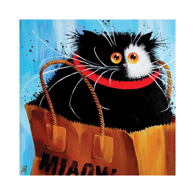 Miaowbag by Kim Haskins - Wrapped Canvas Print, 66.04 cm H x 66.04 cm W x 1.91 cm D