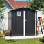 Remise de rangement extérieure en métal de 6 pi x 4 pi en noir, antirouille et spacieuse, pour les outils de jardin, serrure de porte sécurisée, transparente sans fenêtre, installation facile - remise en acier de 6 pi 4 pi, rangement