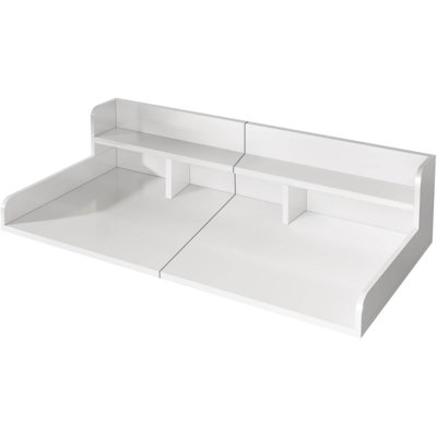 2 Tier Washer Dryer Countertop, Over Washer And Dryer Storage With 3.35" H Edge Rails, 54" W X 27.5" D Shelf For Laundry Room, Wood Organization Shelves With Non-Slip Pad (White)